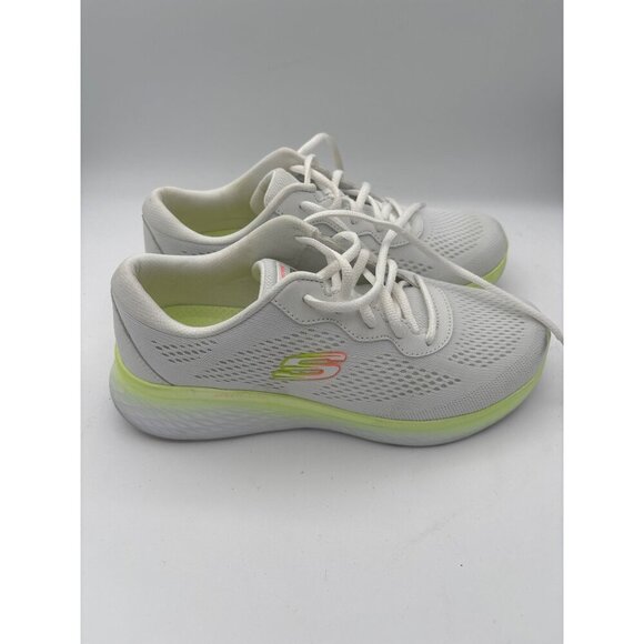 Skechers Womens Air-Cooled Memory Foam Athletic Shoes Size 7.5 White & Neon - Picture 2 of 7